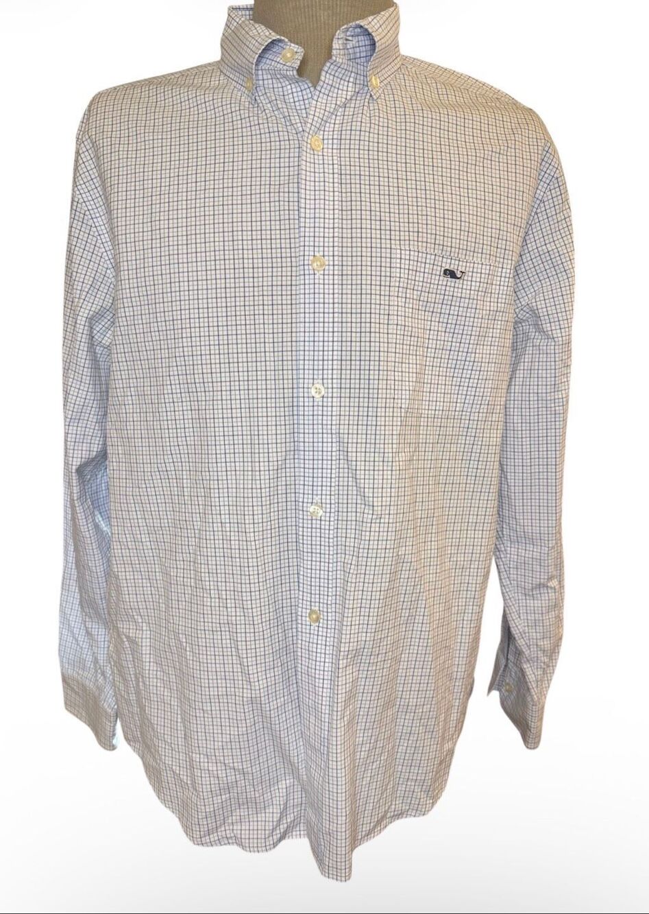 Vineyard Vines Button Down Mens Large Tattersall Classic Fit Tucker Shirt Blue/W